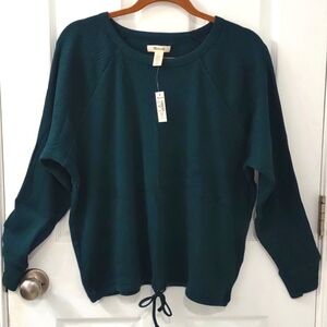 NWT Madewell Emerald Green Ribbed Tie Front Pajama Top Size M